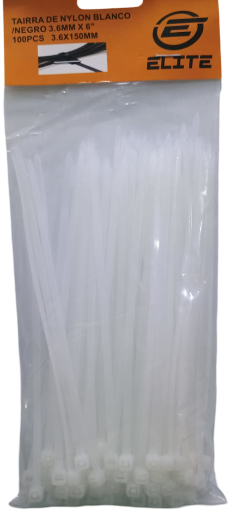 Tairra de Nylon Blanco 3.6mm x 6 de 100 pcs
