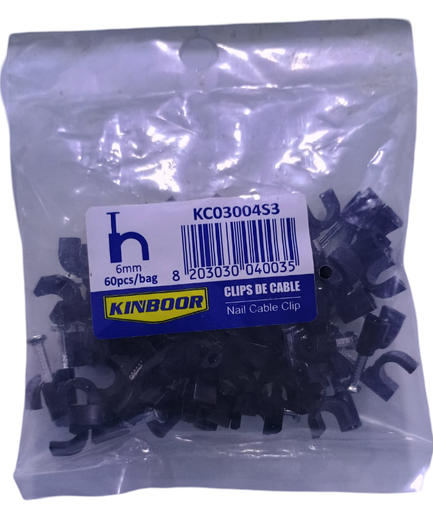 Clips de cable o Grapas Negro  6 mm de 60 pcs