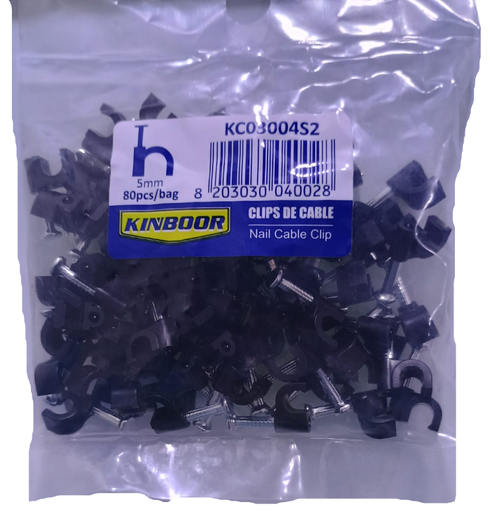 Clips de cable o Grapas Negro de  5 mm 80 pcs.